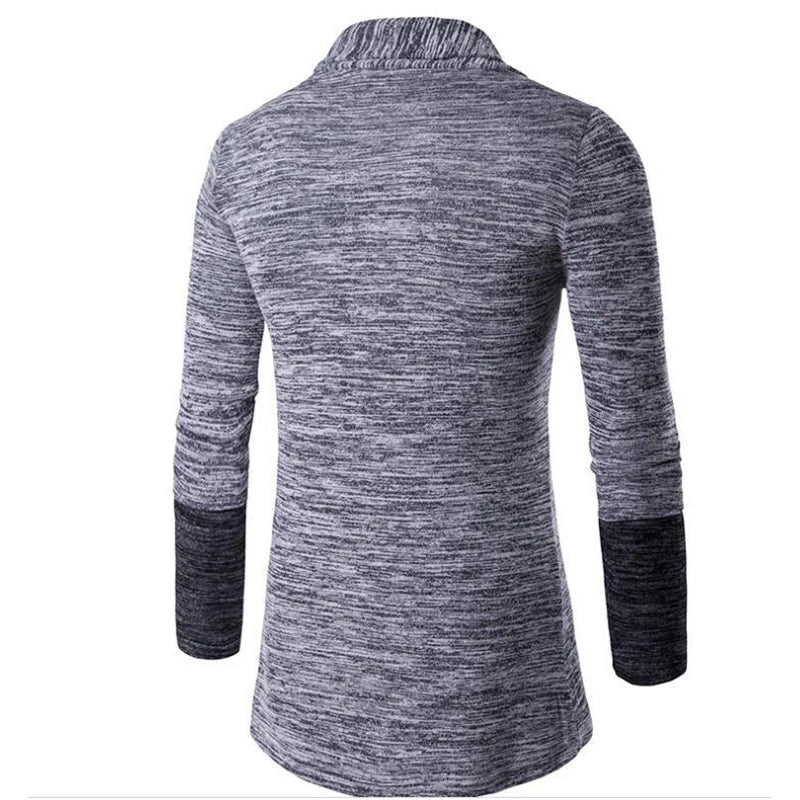 Autumn Winter Retro Men Sweater Men's Cardigan Stitching Contrast Color Long-Sleeved Slim-Fit Sweater Jacket Masculina