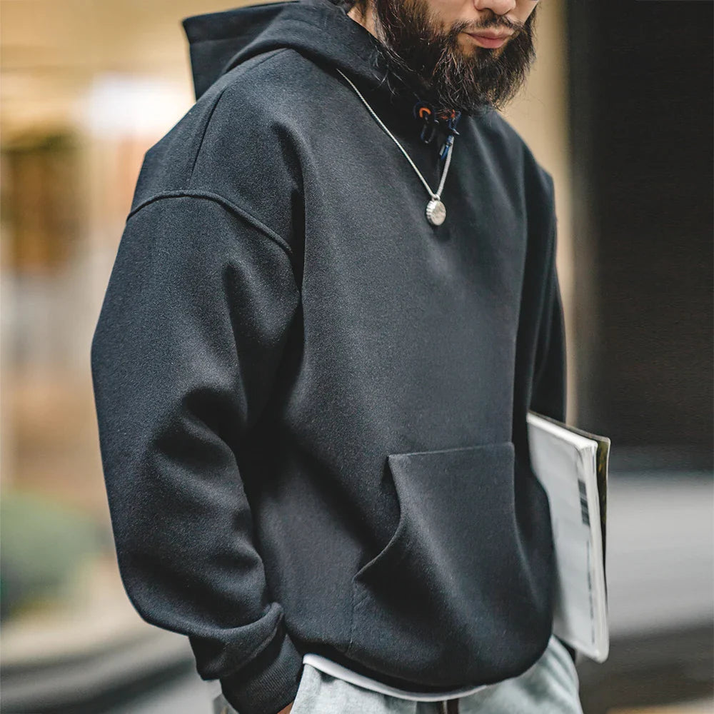 saferido New American Casual Heavy Hoodies Sweatshirt Cleanfit Silhouette Loose Pullover Outdoor Oversize Thermal Tops men's autumn