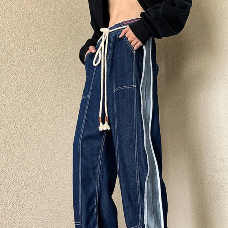 saferido Men's Jeans Aesthetic Trousers with Pockets Straight Man Cowboy Pants Wide Leg Free Shipping Korean Fashion Y2k Vintage Designer