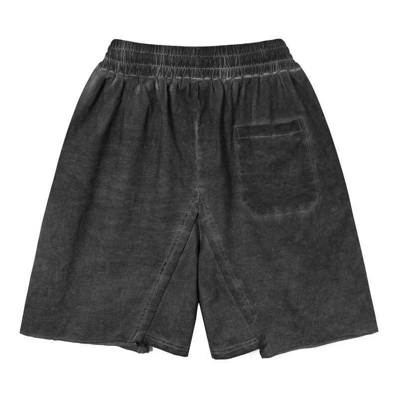 saferido Casual Streetwear American Vintage Fashion Brand Letter Shorts for Men's Summer New Wash Old Loose Cotton Capris for Men and Women