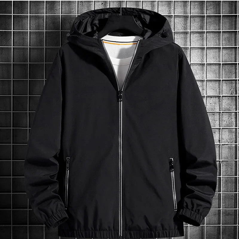 saferido Men's Jacket Spring Autumn Fashion Thin Hooded Jacket Street Retro Casual Coat with Pocket Sports Windbreaker