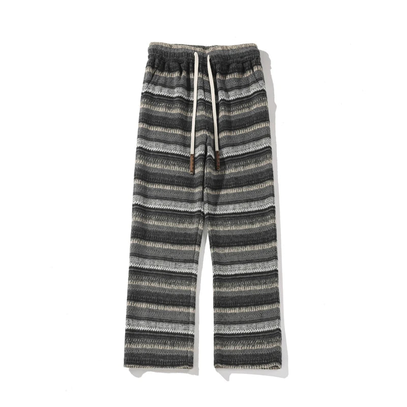 saferido Harajuku Vintage Striped Black/Coffee Wide Leg Pants Men Women Autumn Winter Fashion Casual Straight Pants Loose Mopping Pants