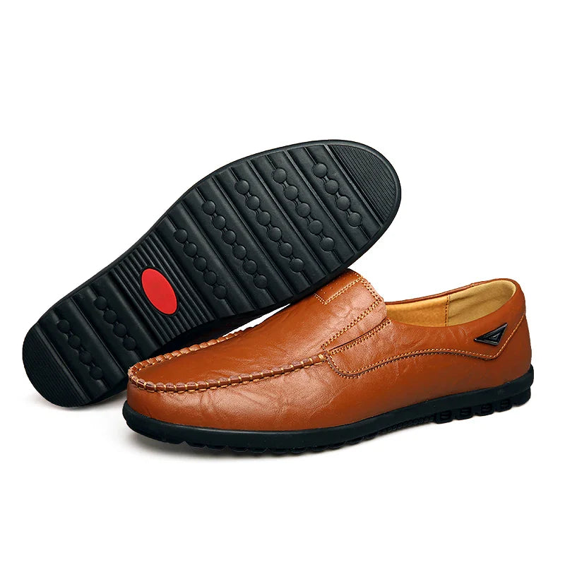 saferido Genuine Leather Men Casual Shoes Luxury Brand Mens Loafers Moccasins Breathable Slip on Black Driving Shoes Plus Size 37-47