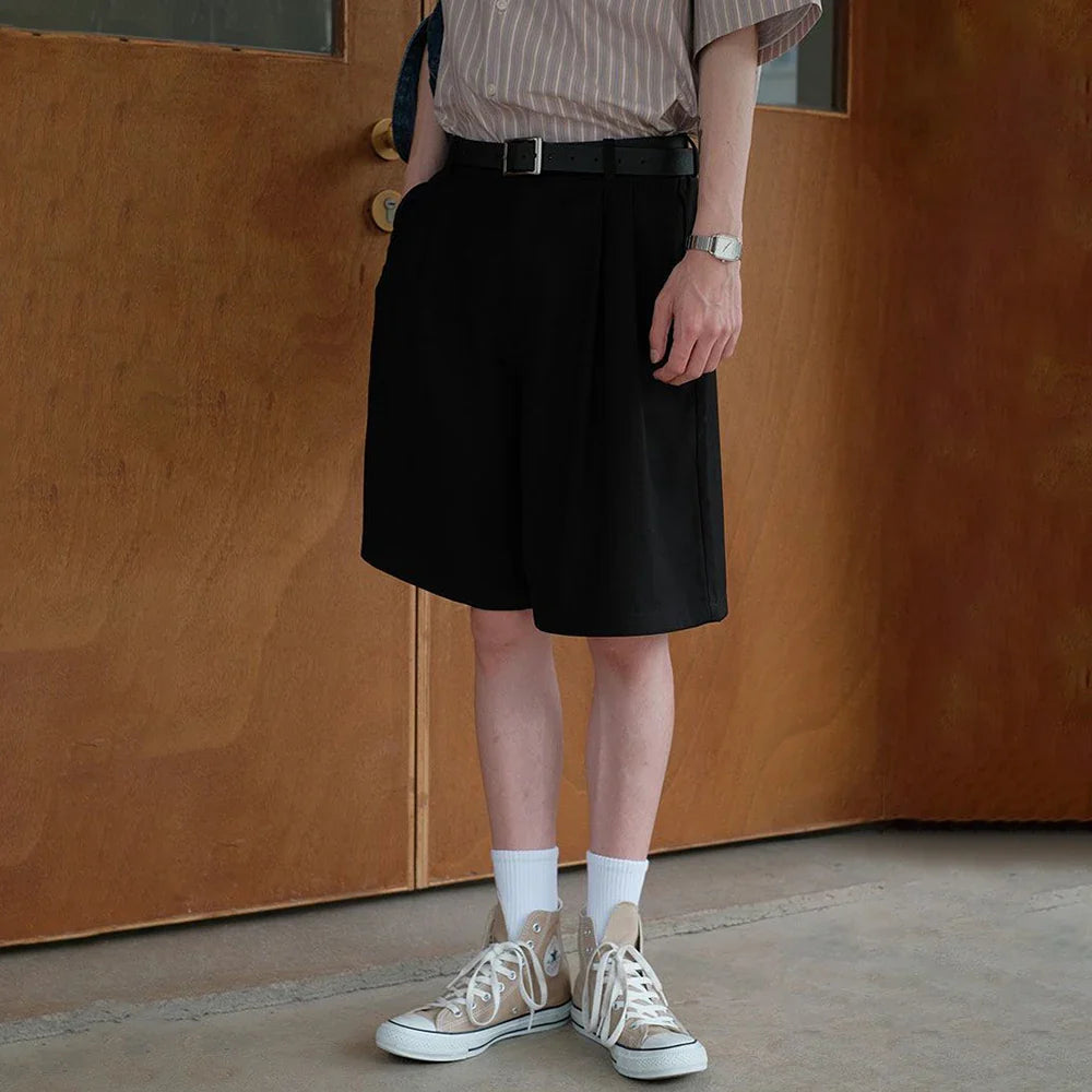 saferido Mens Suit Shorts Summer Fashion Korean Version Solid Color Drape Five-Point Pants Popular Casual Trend Loose Street Y2k Shorts