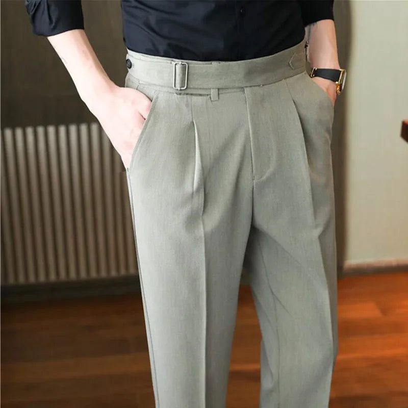 saferido Men's Business Dress Pants Korean Style Slim Fit Office Social Suit Pants Casual Trousers Streetwear Black White Trousers 29-36