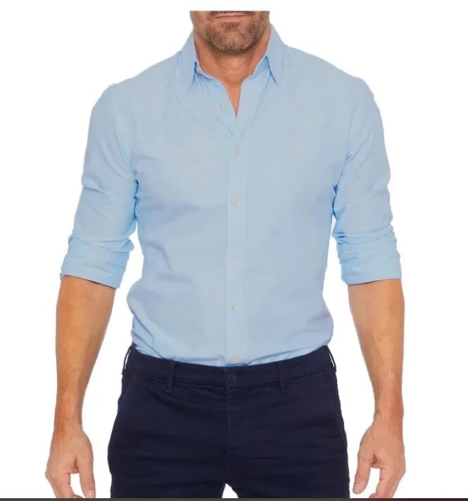 Men's Zipper Shirt Hidden Zipper Fake Button Spring and Fall Models New Oxford Stretch Cotton Zipper Shirt Shirts for Men