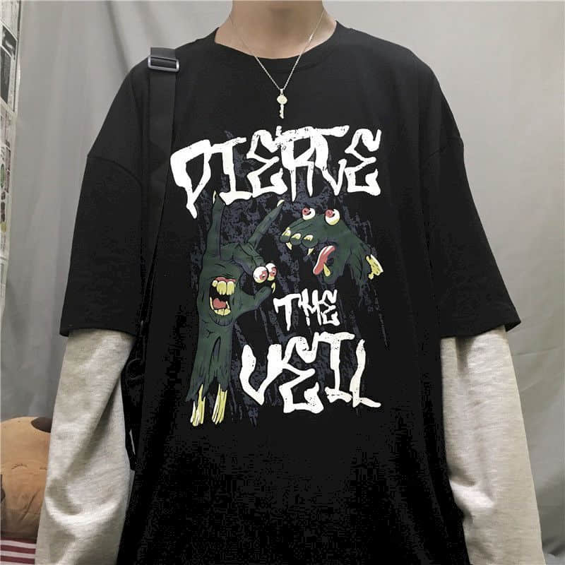 T-shirt for Men Summer Cross of Thorns Suitcase Men's T-shirts Long-sleeved Dark Hip-hop Men's oversize t-shirt Y2k T Shirt