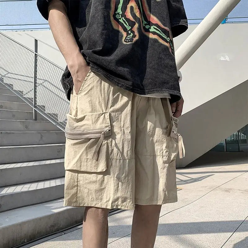 saferido high quality overalls shorts men summer multi-pocket hipster American casual Japanese y2k pants super handsome sweatpants