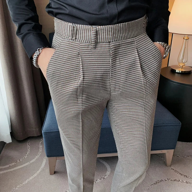 saferido British Style Dress Suit Pant Man Plaid Suit Pant Men Designer Gentlemen Business Casual Work Pant Trousers