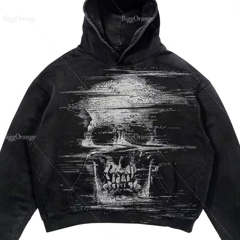 Gothic Print Hoodie Ladies High Street Harajuku Retro Hip Hop Sweatshirt Men Casual Y2k Hoodie Clothes Tops