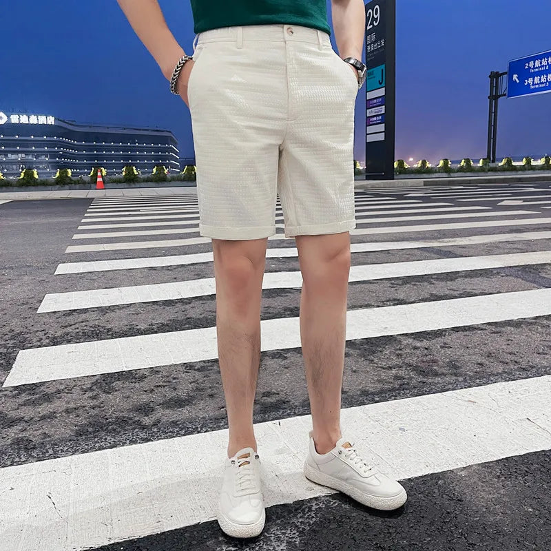 saferido Korean Style Summer Fashion Casual Plaid Shorts Brand Clothing Leisure Slim Fit Men Business Shorts