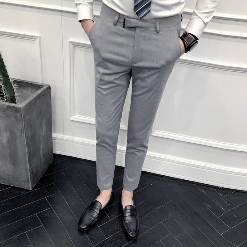 saferido New Style Men's Spring High Quality Cotton Business Suit Trousers/Male Slim Fit Pure Color Leisure Suit Pants 28-36