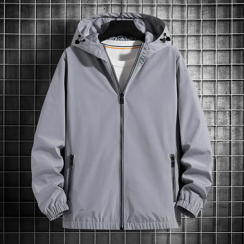 saferido Men's Jacket Spring Autumn Fashion Thin Hooded Jacket Street Retro Casual Coat with Pocket Sports Windbreaker