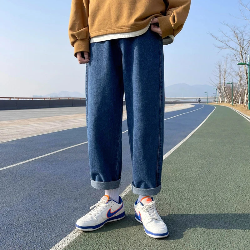 saferido Spring brand straight loose trouser Korean High street men and women can wear denim classic fashion trend boys girls jeans
