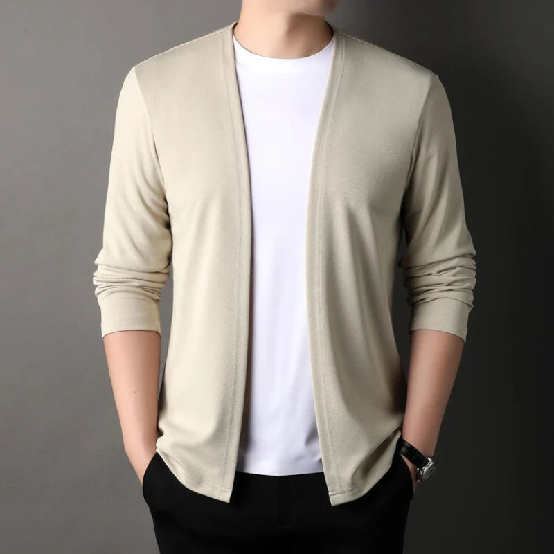 Autumn and Winter Men's Clothing Men's Knitted Cardigan V-neck Solid Casual Cardigan