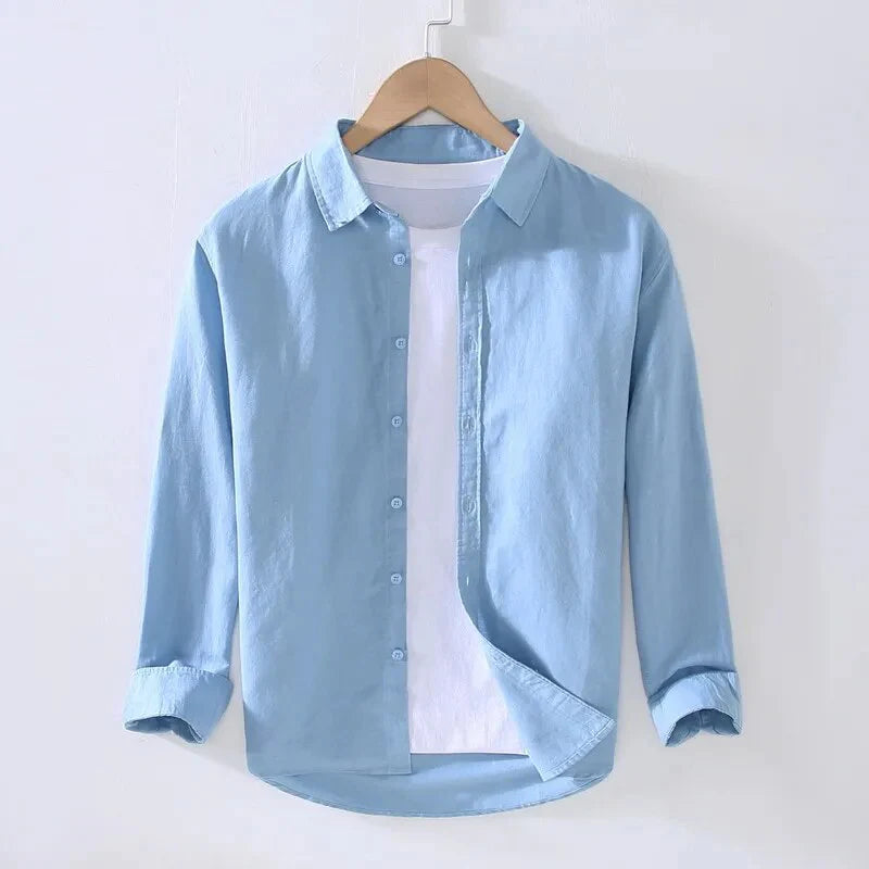 Linen Cotton Vintage Cargo Tops Shirts Men Cotton Long Sleeve Shirt Top Quality Fitness Tactical Shirt for Man