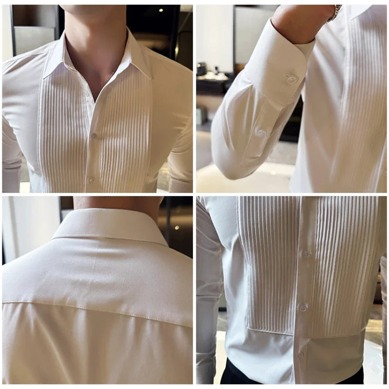 saferido Clothing Men's Spring High Quality Long Sleeve Shirts/Male Slim Fit Business Dress Shirts Chemise Homme De Luxe 3XL-M