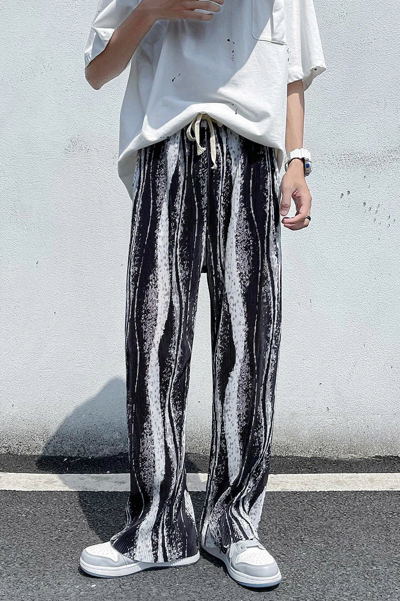 saferido Mopping Casual Pants Mens Spring Summer Oversize Fashion Sports Trousers Printed Loose Pants Straight Wide Leg Sweatpants S-5XL