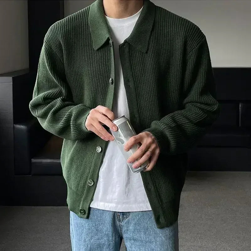 saferido Men Sweater Coat Korean Fashion Knitted Coats Men Streetwear Slim Fit Casual Cardigan Coats