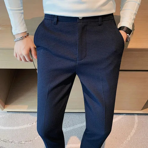 saferido Men's Suit Trousers Spring And Summer Business Casual Pants Men's Fashion High-Quality Solid Color Slim Trousers Men 28-36