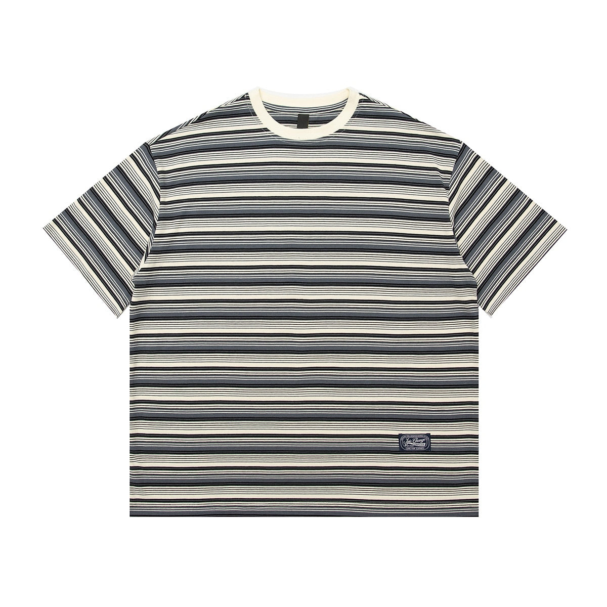 Color Match Striped 100% Cotton Short Sleeve Summer Tshirts for Men Round Neck Retro Patchwork Oversized Tees Casual Tank Tops
