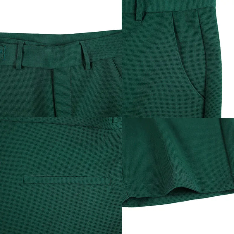 saferido Korean Style Men's Summer Casual Shorts/Male Slim Fit Fashion Solid Green Harlan Shorts Plus Size 29-36