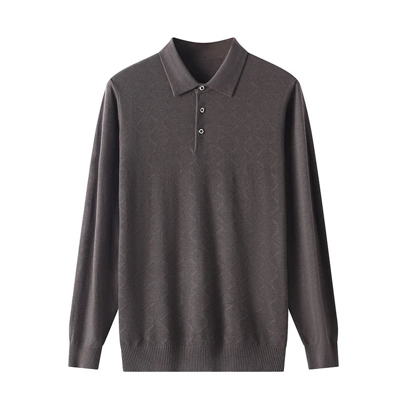 saferido High-End Polo Shirt for Men High Quality Wool Blend Fashionable Embroidered Long Sleeve Tee Korean Style Casual Menswear