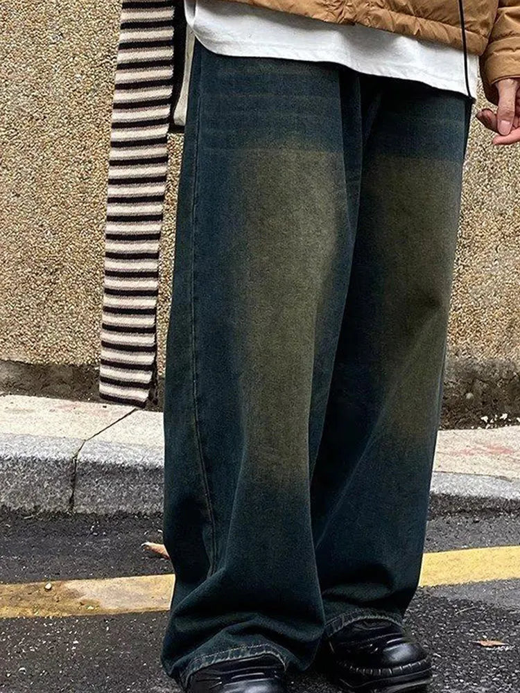Casual Street Wide Leg Vintage Jeans Men Loose Distressed Denim Pants Man Summer Autumn Long Treousers Men's Clothing