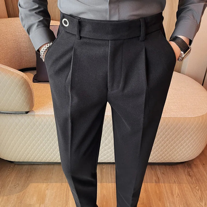 saferido Men's Spring High Quality Business Suit Pants Male Slim Fit Fashion Solid Color Casual Dress Trousers 29-38