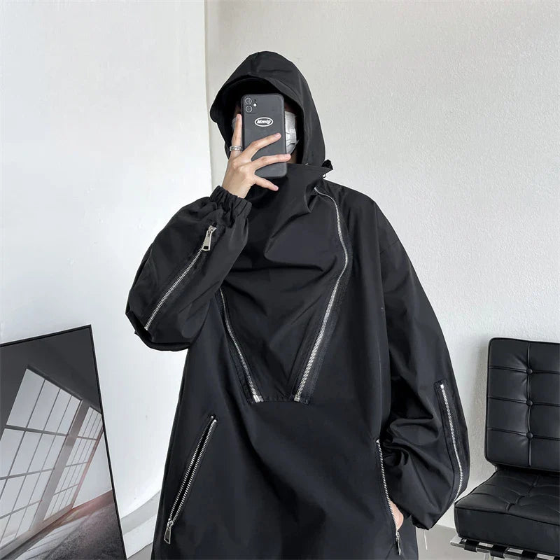 saferido Men's Korean Style Clothes for Outerwear Loose Fitting Hooded Jackets Man Hoodie Original Clothing Popular Coats