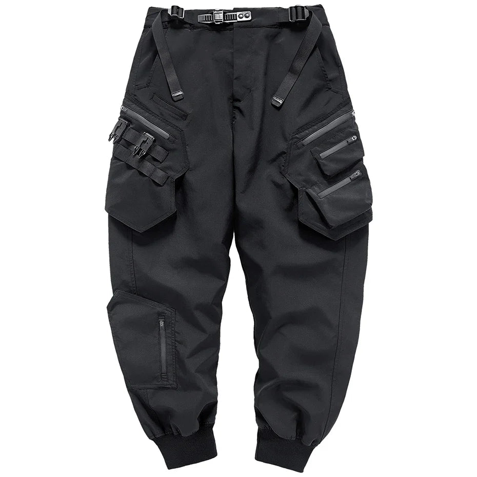 saferido Streetwear Cargo Pants Harajuku Hip Hop Joggers Men Oversized Techwear Pants Multi Pockets Harem Pencil Trousers Black