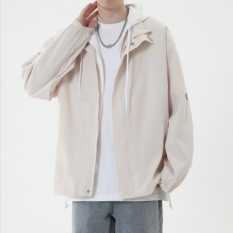 Men's Windbreaker Jacket With Hood Streetwear Outdoor Jackets Men Hip Hop Japan Style Harajuku Hoodies Jackets Men