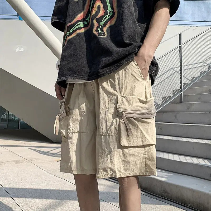 saferido high quality overalls shorts men summer multi-pocket hipster American casual Japanese y2k pants super handsome sweatpants