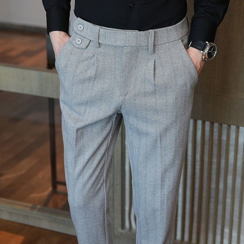 British Style Winter Men Thick Woolen Cloth Suit Pants Casual Straight Drape Korean Fashion Business Trousers Male Clothing