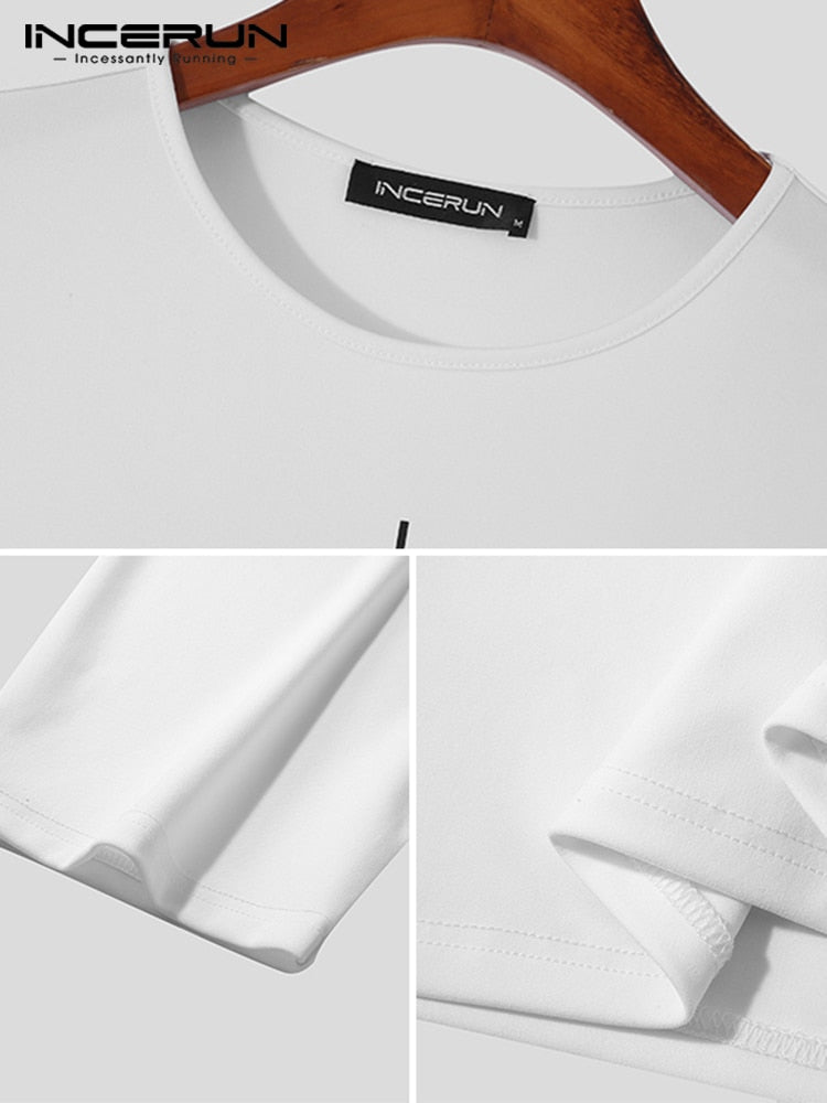 Men Sets Printing Muslim Fashion O-neck Hafl Sleeve T Shirt & Pants 2PCS Streetwear Loose Men Casual Suits S-5XL INCERUN