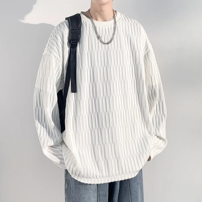 saferido Harajuku Chic T shirts For Men Oversized Tees Spring Man Casual Long Sleeve Tshirt Woman O-neck Loose Pullovers Tops 5XL-M