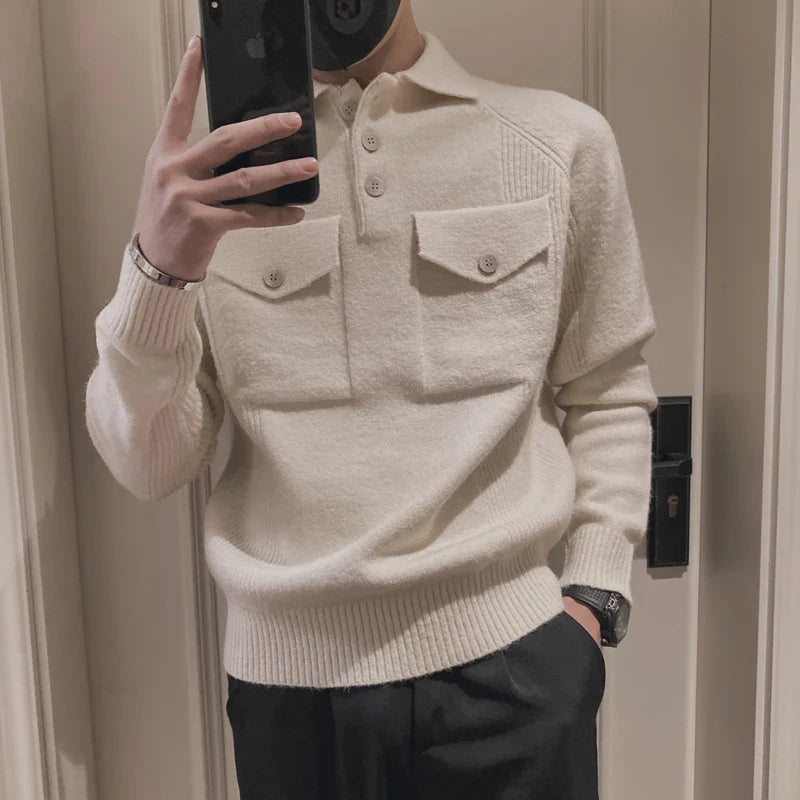 saferido Korean Style Men Keep Warm In Winter Casual Knit Sweater /Male Lim Fit Beige Soft Knit Pullover brand clothing Sweaters S-3XL