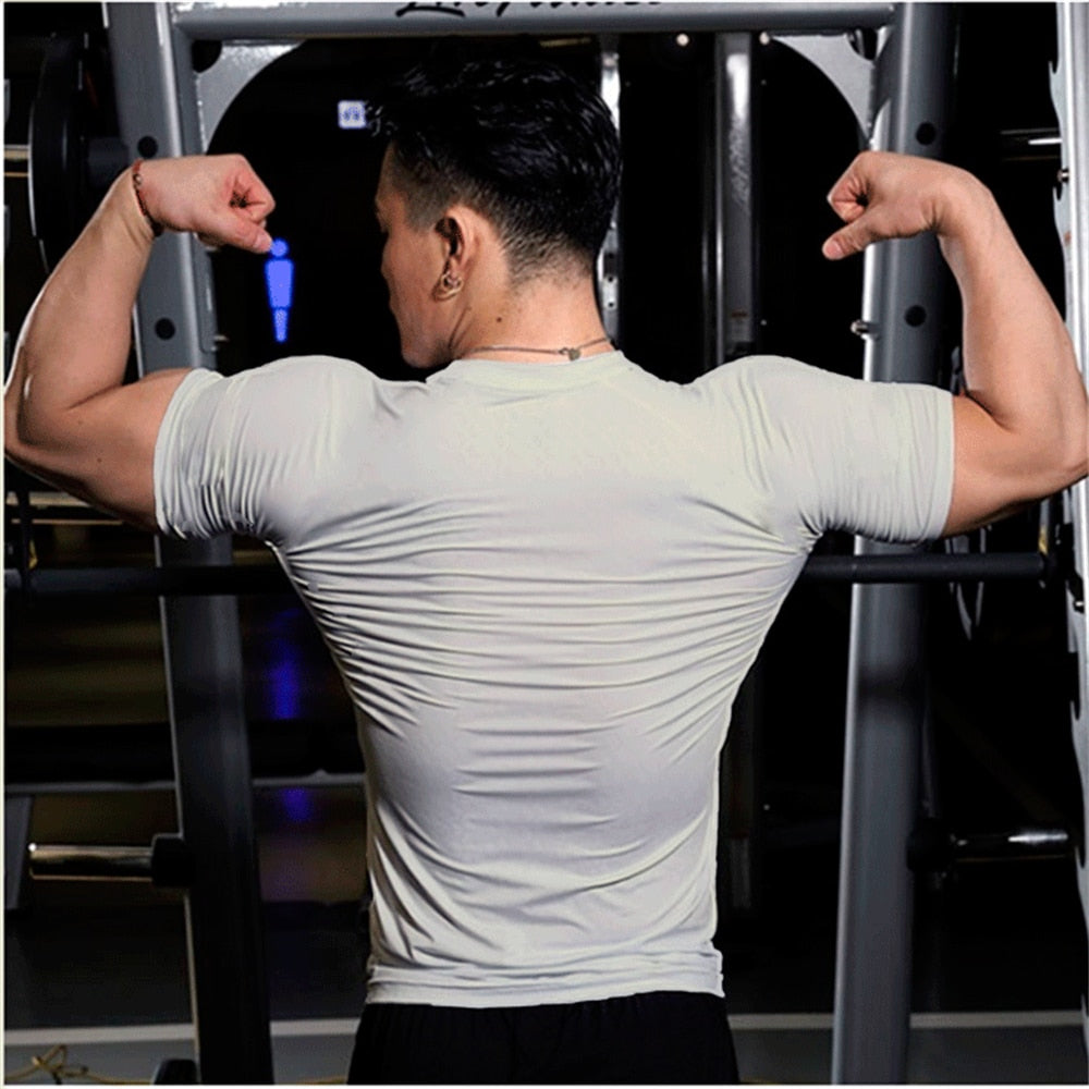 Men's Summer Short Sleeve Fitness T Shirt Running Sport Gym Muscle T-shirts Oversized Workout Casual High Quality Tops Clothing