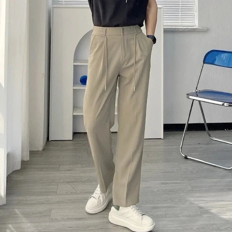 saferido Wide Men's Casual Pants Trend Polyester Male Trousers Regular Fit Fashion 2024 Plus Size Korean Style Aesthetic Big Xxxl Y2k