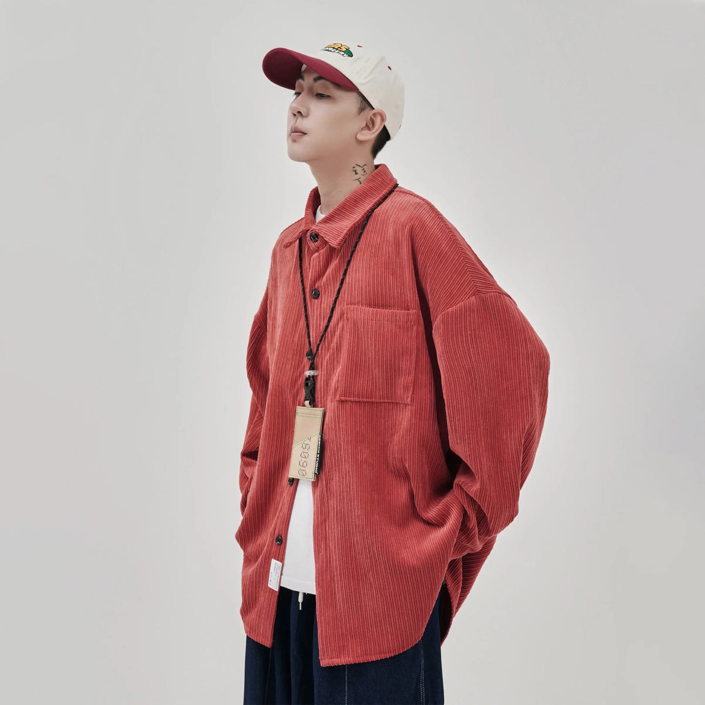 saferido Oversized Shirt For Men Streetwear Men's Corduroy Long Sleeve Shirts Harajuku Korean Shirt Unisex Fashion Clothing