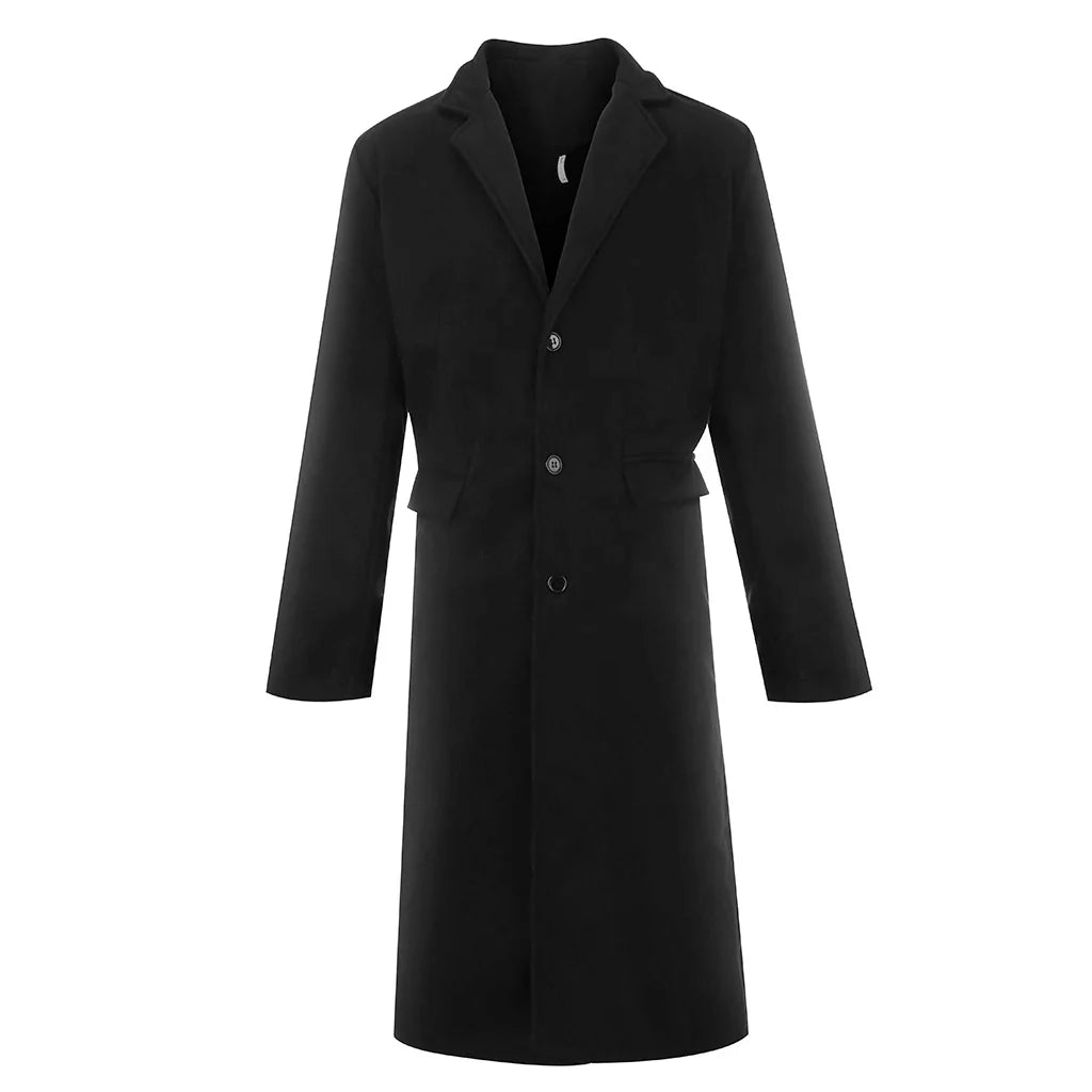 saferido Korean Trend Men's Loose Casual Single-breasted Overcoat Autumn Winter Fashion New Long Sleeve Woolen Long Coat