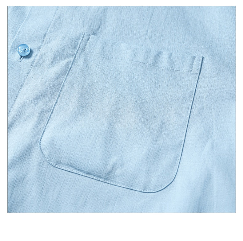 Spring/Summer Men's Shirt Japanese Solid Color Shirt Short Sleeve Men's Summer Half Sleeve Top Coat Trendy Hong Kong Style Shirt