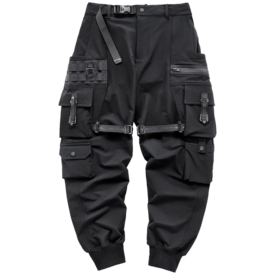 saferido Streetwear Cargo Pants Harajuku Hip Hop Joggers Men Oversized Techwear Pants Multi Pockets Harem Pencil Trousers Black