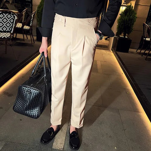 saferido Men's High Waist Spring England Business Trousers/Male Slim Fit High quality Casual Suit Pants Hombre 36