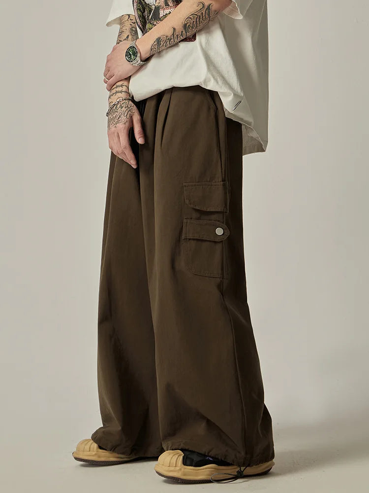 Japanese Baggy Cargo Pants Men Oversize Wide Leg Cargo Trousers Male Loose Casual Streetwear Hip Hop Pocket Autumn
