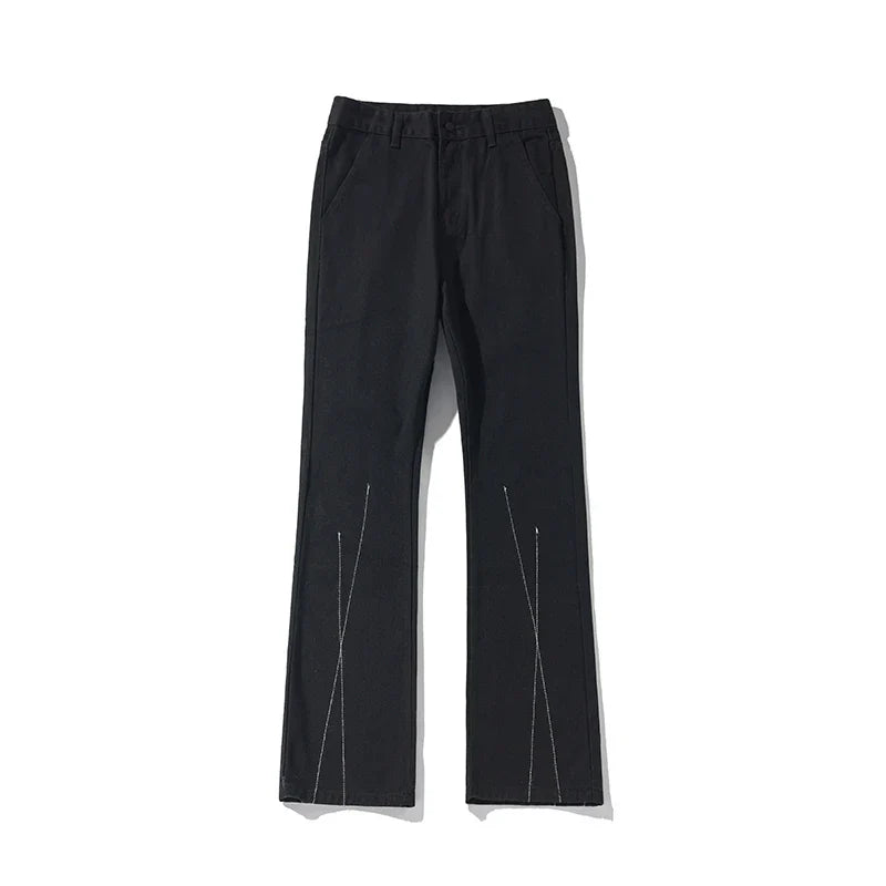 saferido Men Black Low Rise Denim Pants Vintage Korean Fashions Japanese Style Casual Jeans Y2k Streetwear Stacked Jeans Pants Hip Hop