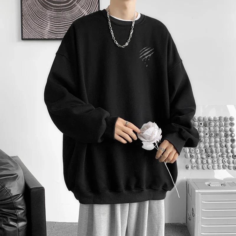 saferido Hipster Men Sweatshirt Oversize Streetwear Autumn Round Neck Sweat Shirt Harajuku Unisex Casual Sports Pullover Sweatshirts