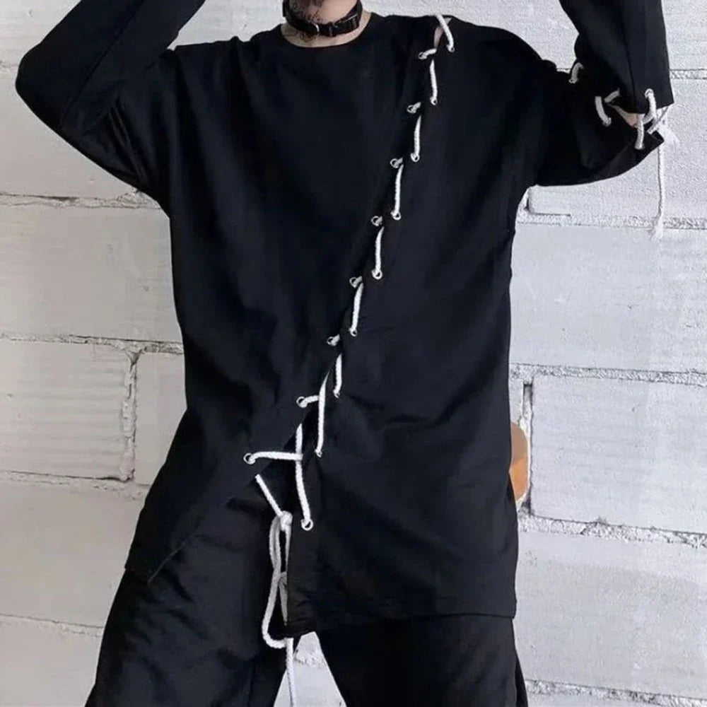 saferido 2024 New Mans Japanese Fashion Men's Street Style Lace Hoodie Punk Loose Fit Pullover Designer Colorful Hip Hop Sweatshirts