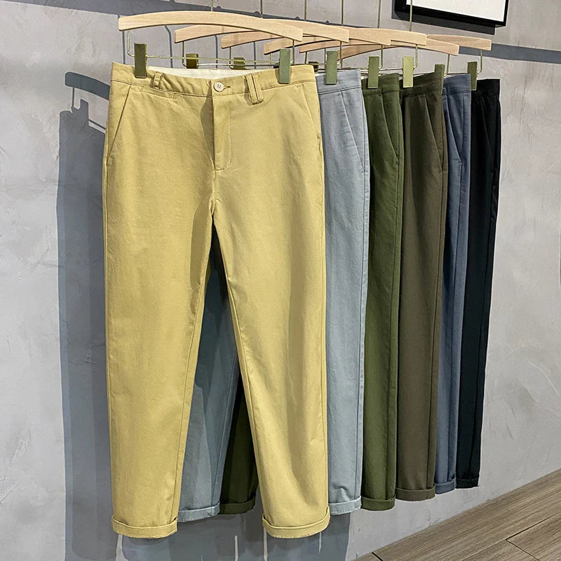 saferido Men Cargo pants Fashion Casual Suit Pants Spring Autumn Solid All-match Slim Korean Male Clothing New Full Straight Trousers 38