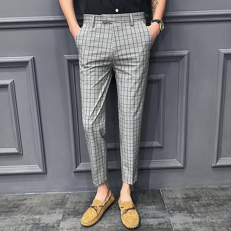 saferido New British Style Dress Suit Pant Man New Plaid Suit Pant Men Designer Gentlemen Business Casual Work Pant Trousers 28-34